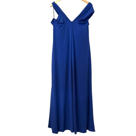 Vintage Pelicana Women's Prom Dress Navy Sleeveless Size 3XL V-Neck Formal Dress - Picture 2 of 9